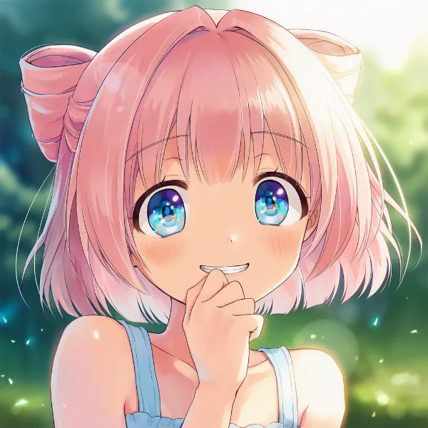 吹き出しそうな笑いをこらえている表情のAIイラスト