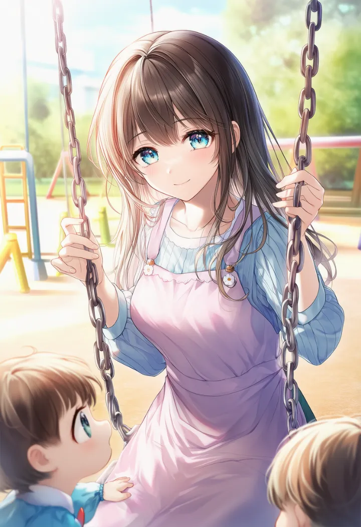 幼稚園のブランコを再現したAIイラスト