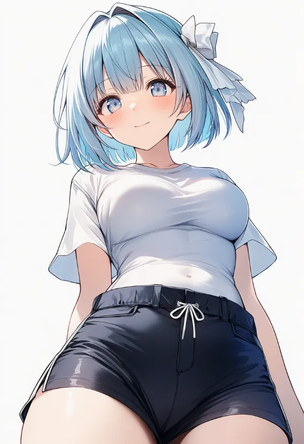taut shortsでショートパンツの生地が張ったAIイラスト
