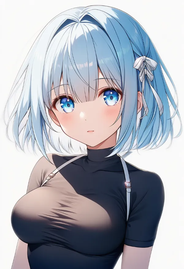 taut shirtでシャツの生地が張ったAIイラスト