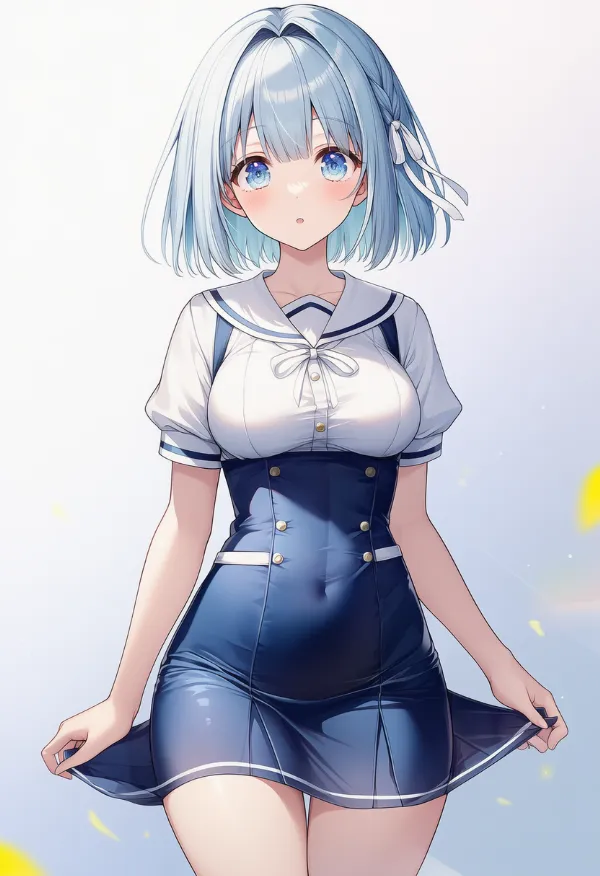 taut skirtでスカートの生地が張ったAIイラスト