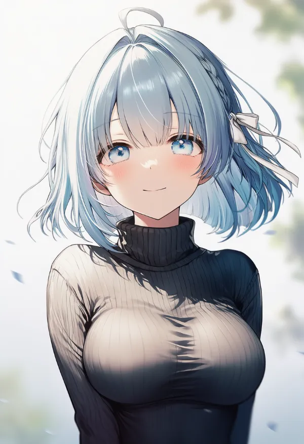 taut sweaterでセーターの生地が張ったAIイラスト