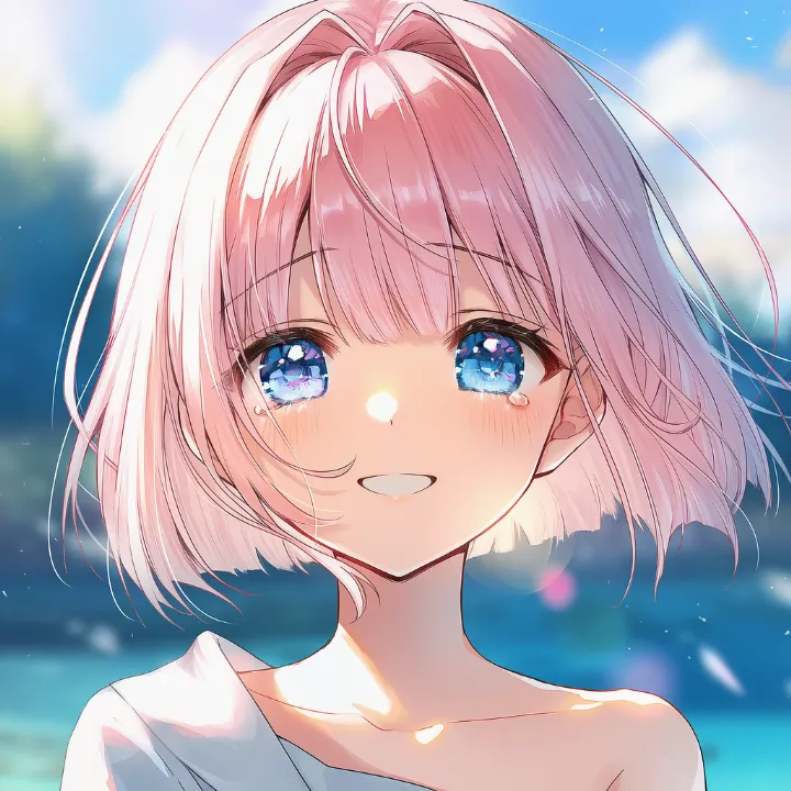 目に涙を浮かべている表情のAIイラスト