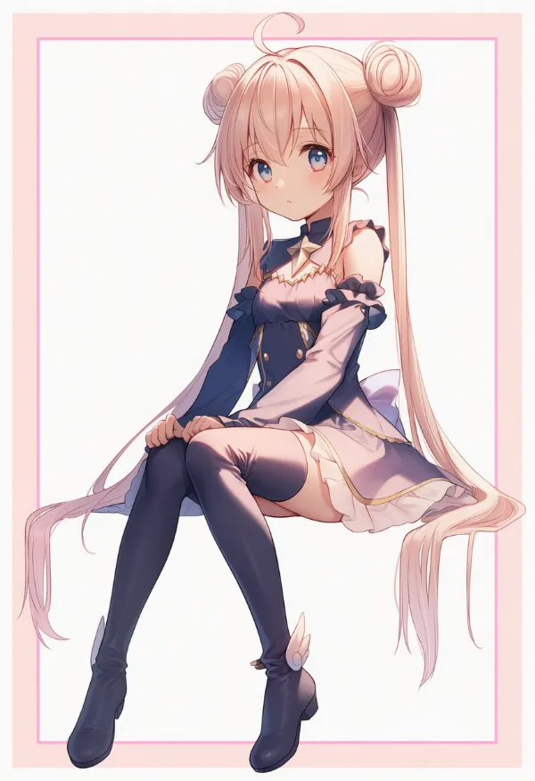 サイハイブーツを合わせた魔法少女衣装のAIイラスト