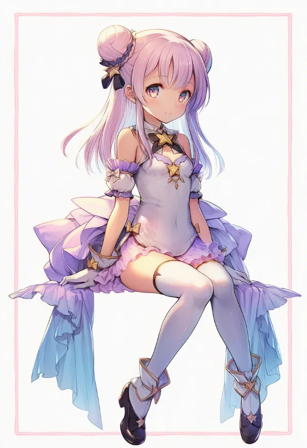 ニーソックスを合わせた魔法少女衣装のAIイラスト
