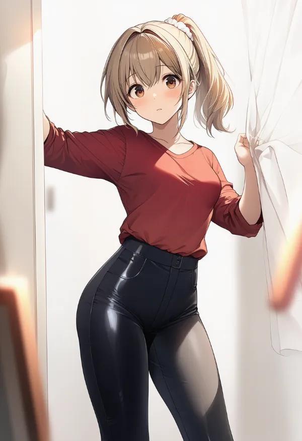 tight pantsで体にフィットしたパンツのAIイラスト