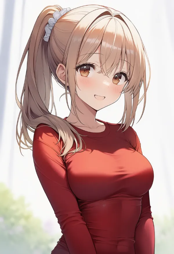 tight shirtで体にフィットしたシャツのAIイラスト