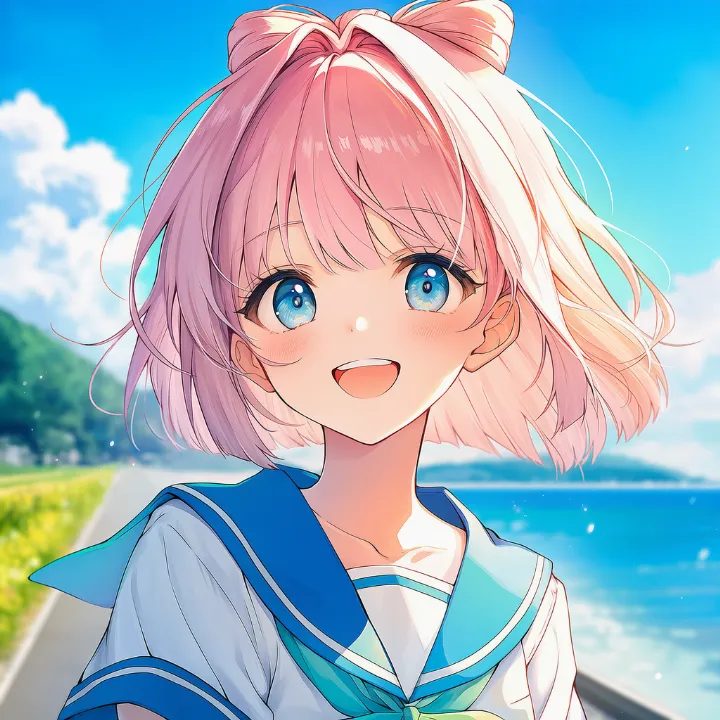 笑顔で上の歯だけを見せるAIイラスト