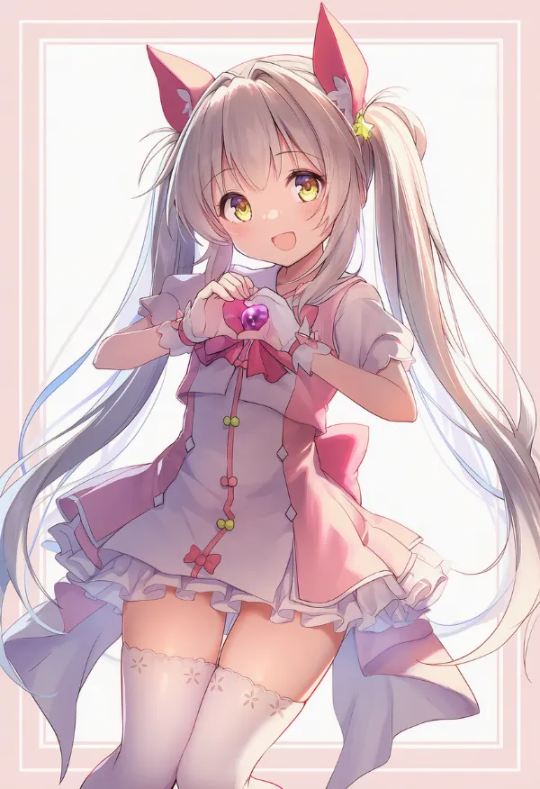スカートとニーソックスの間に絶対領域が見える魔法少女のAIイラスト