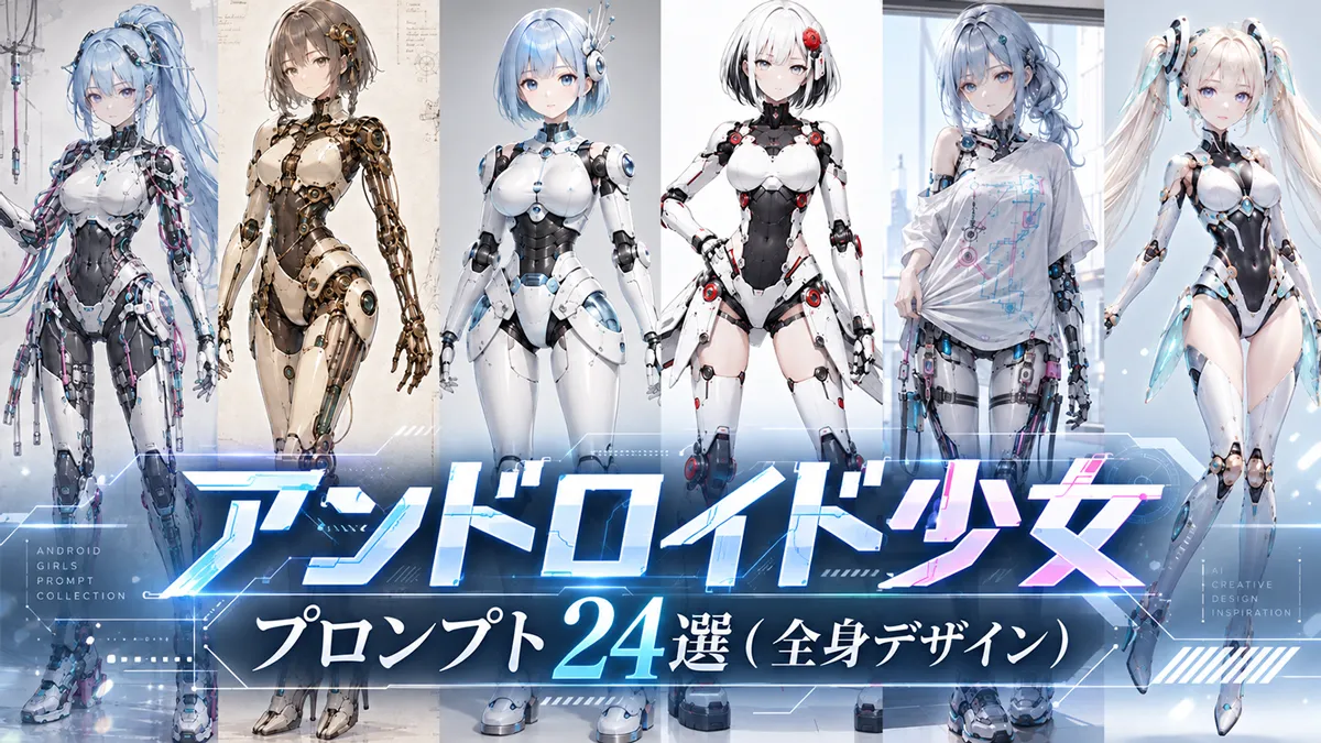 アンドロイド少女のプロンプト24選（全身デザイン）