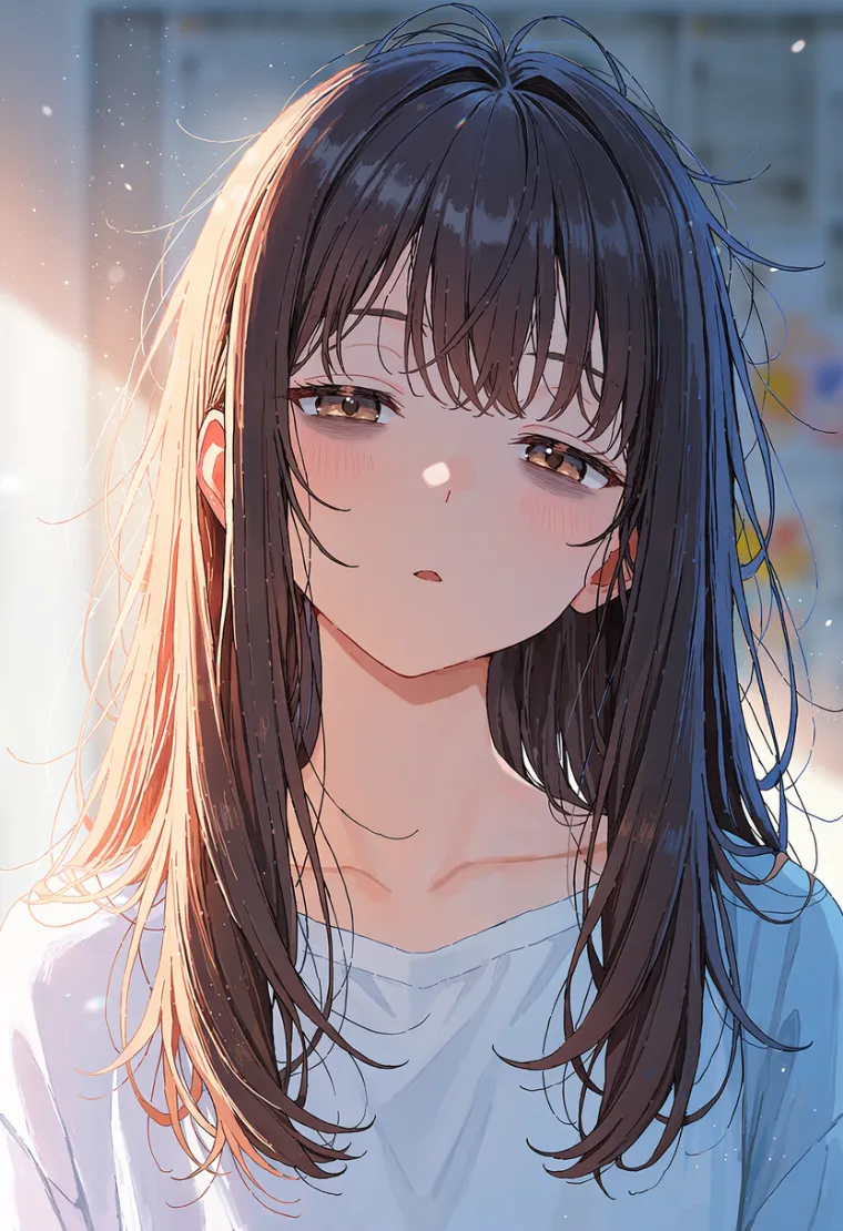 目の下にクマがある女性のAIイラスト