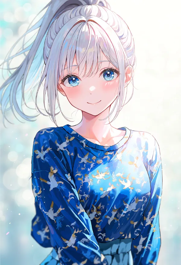 鳥をプリントした服のAIイラスト