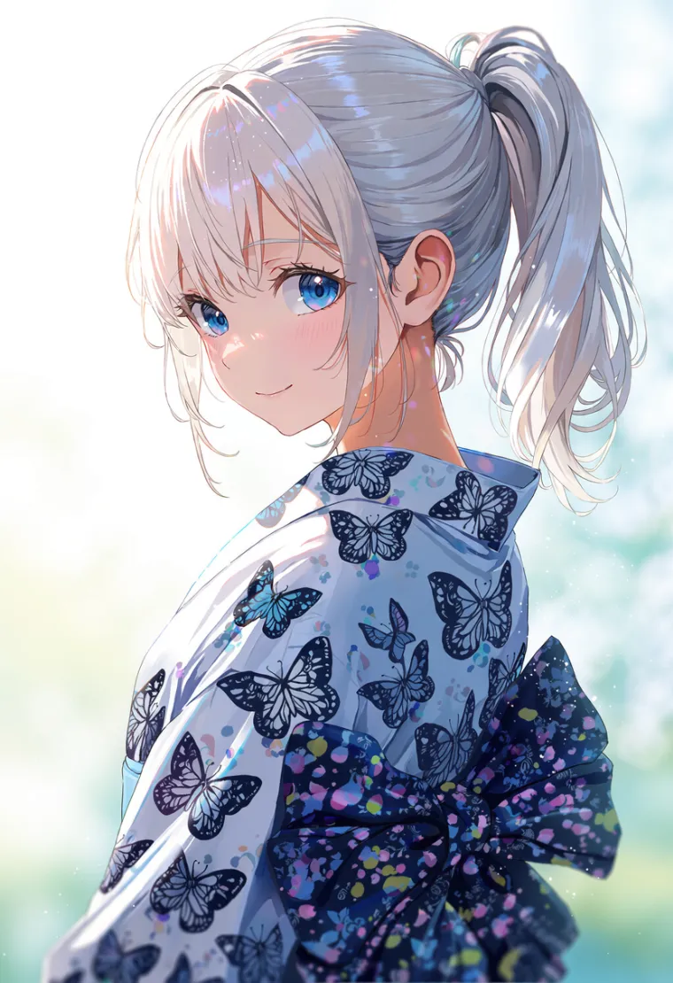 蝶をプリントした服のAIイラスト