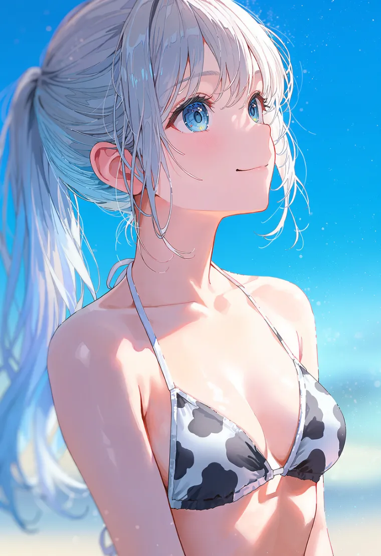 牛柄のビキニを使ったAIイラスト