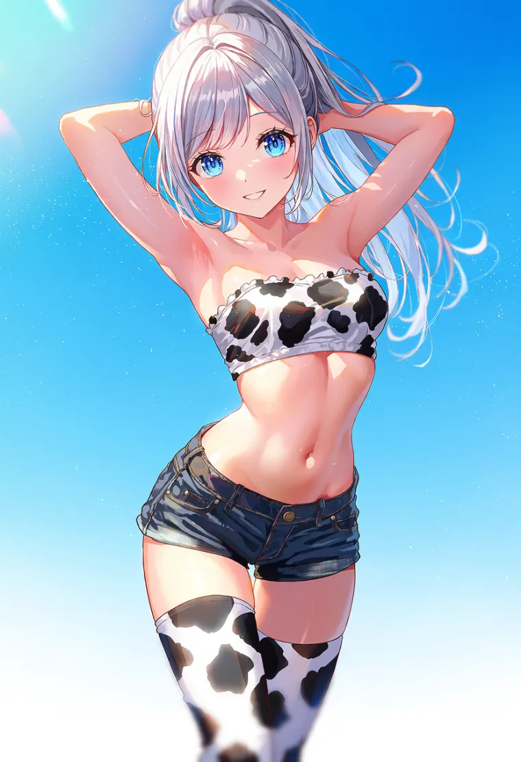 牛柄のニーハイを使ったAIイラスト