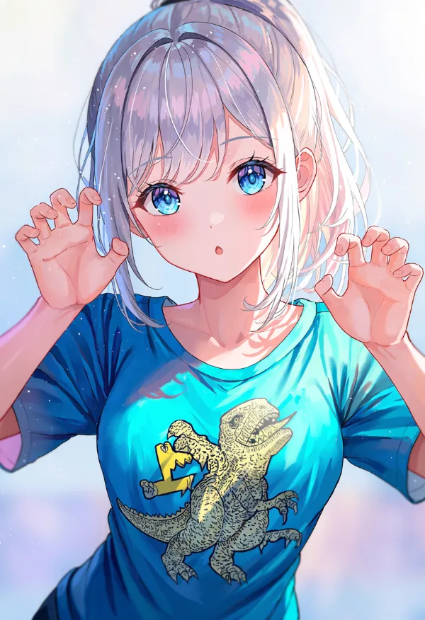 恐竜をプリントした服のAIイラスト
