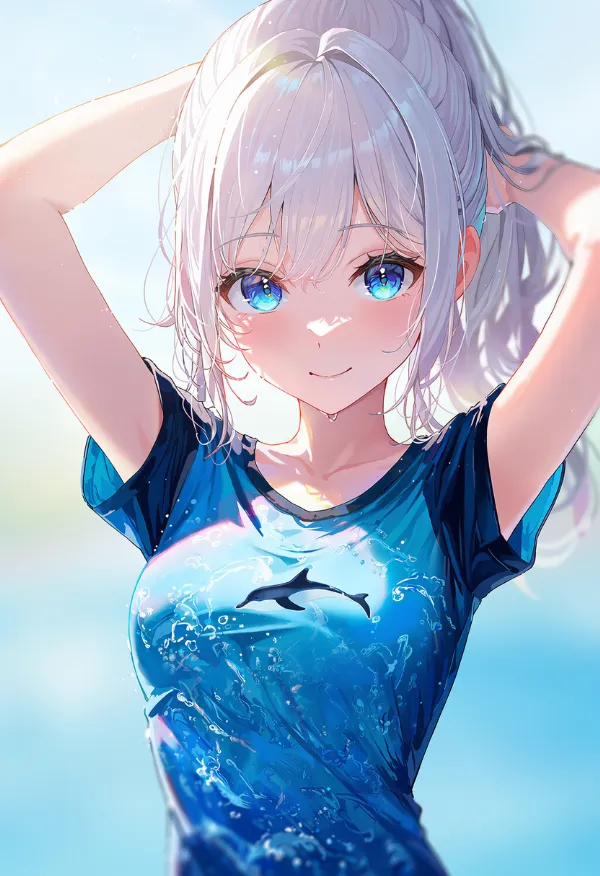 イルカをプリントした服のAIイラスト
