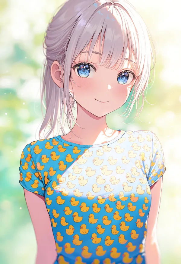 アヒルをプリントした服のAIイラスト