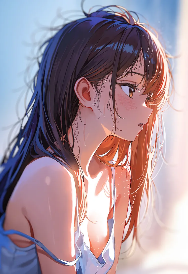 疲れ切った様子の女性を描いたAIイラスト