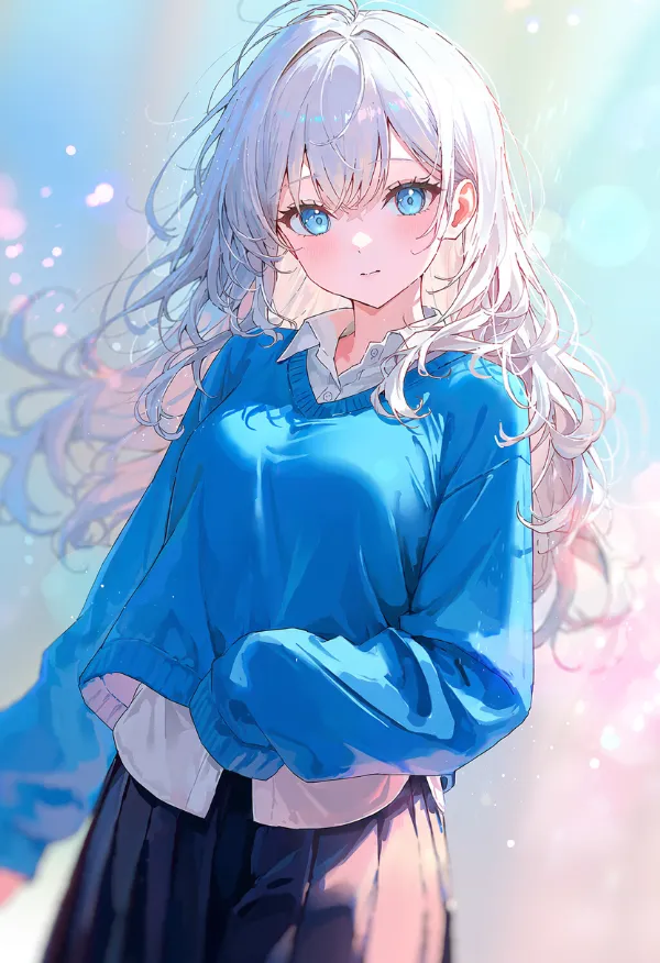 インナーの裾が服の下から出ている女性のAIイラスト