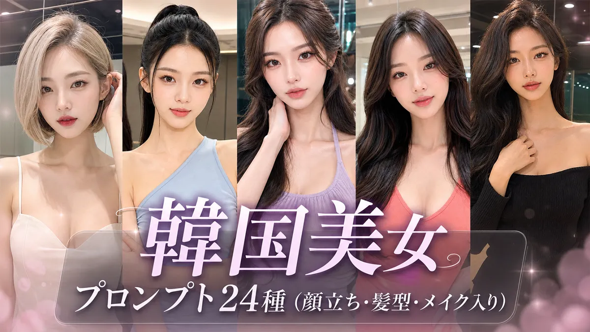 韓国美女のプロンプト24種（顔立ち・髪型・メイク)【GPT Image】