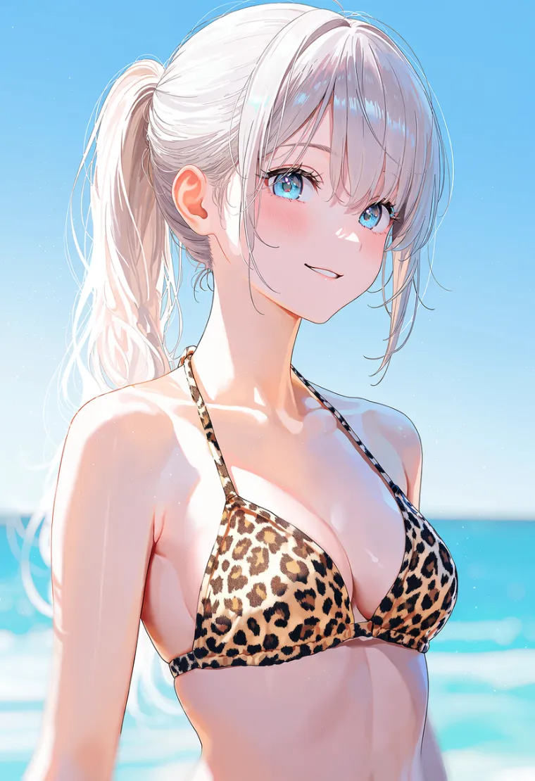ヒョウ柄のビキニを使ったAIイラスト