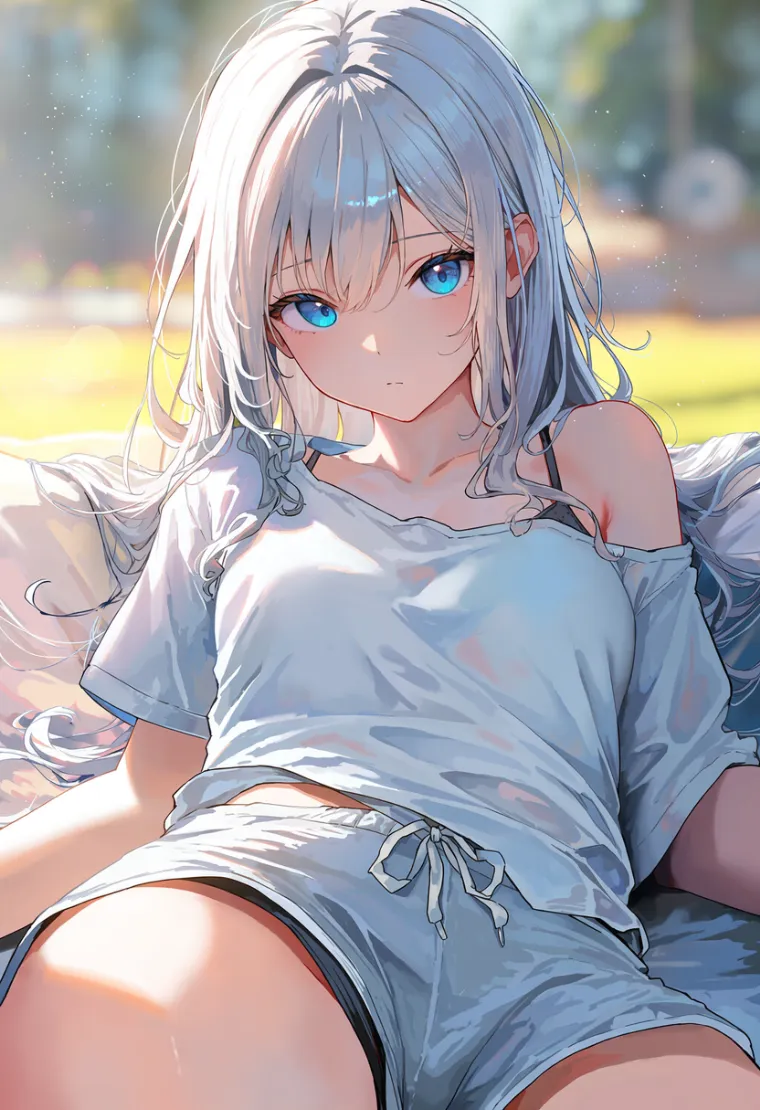 ゆったりした服をラフに着た女性を描いたAIイラスト