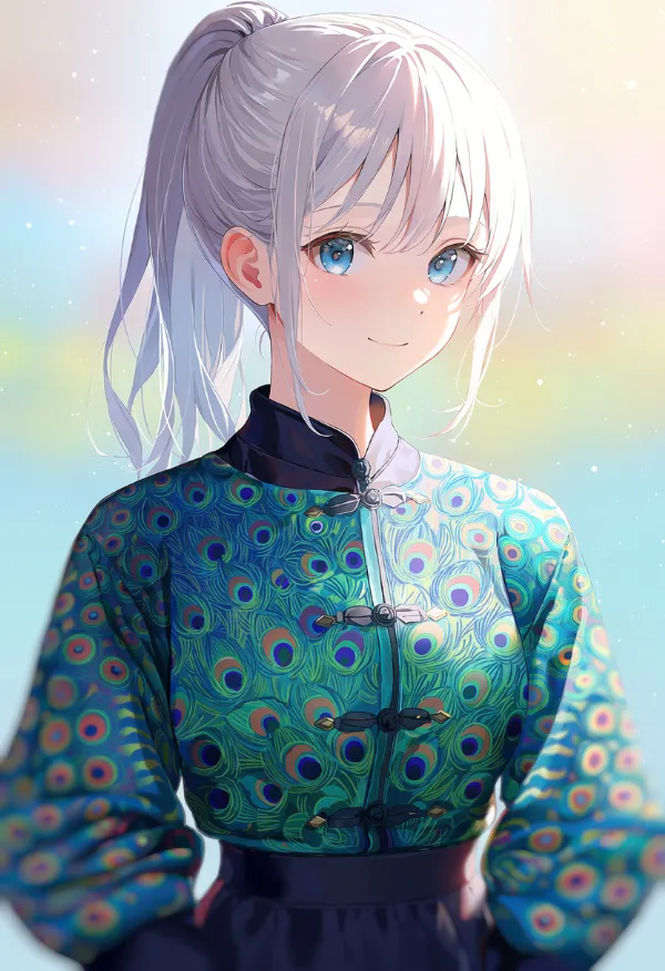 クジャクをプリントした服のAIイラスト