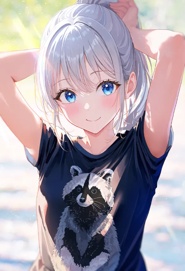 アライグマをプリントした服のAIイラスト