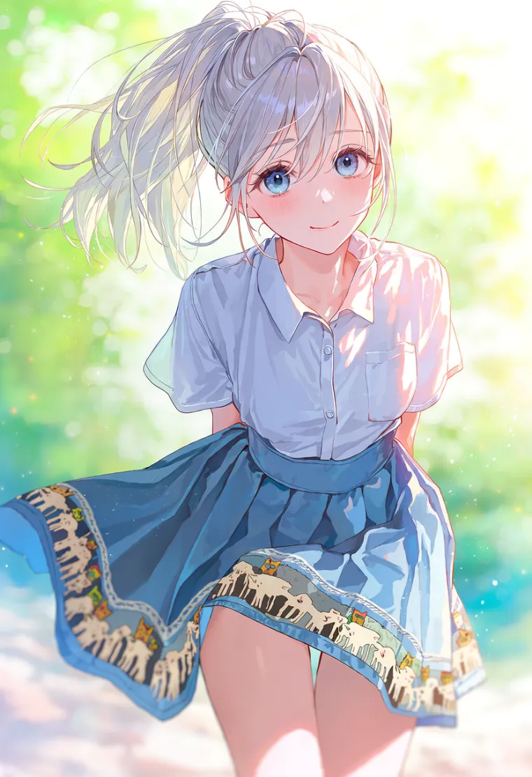 裾にアニマル柄を入れたスカート