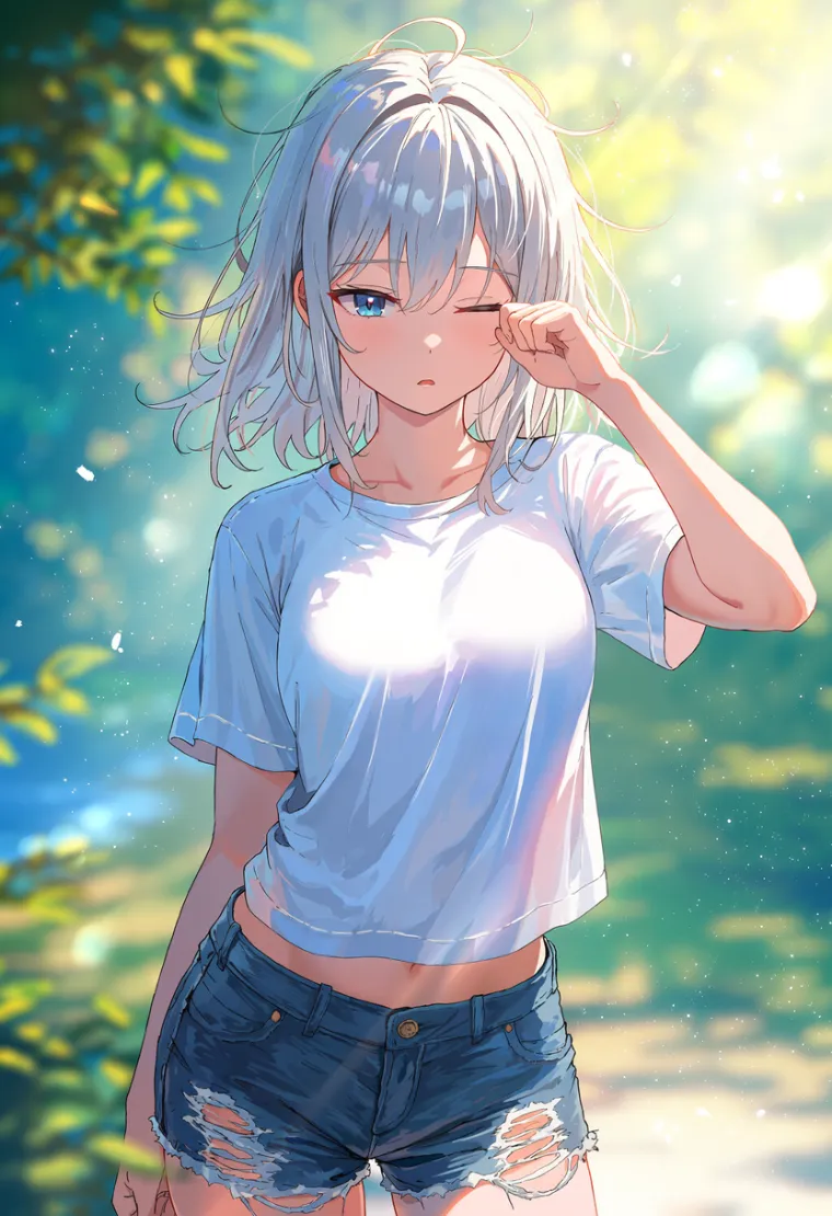 破れた服を着た女性を描いたAIイラスト