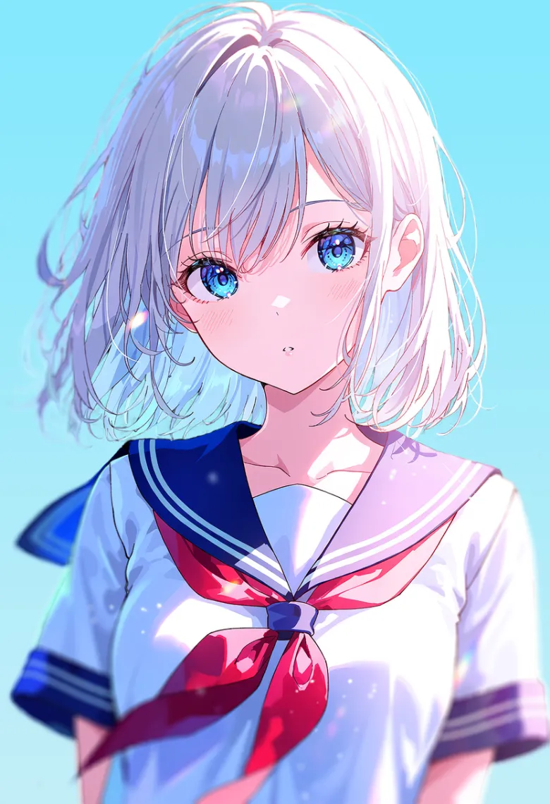 背景透過で生成した銀髪の少女に別の背景を組み合わせた例