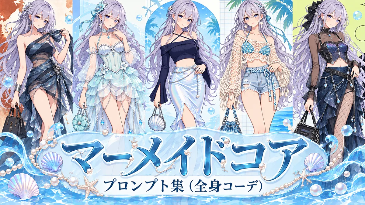 マーメイドコアのプロンプト集（全身コーデ）